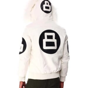 8 Ball White Hooded Bomber Leather Jacket 4