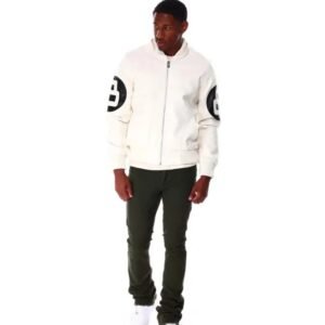 8 Ball White Hooded Bomber Leather Jacket 6