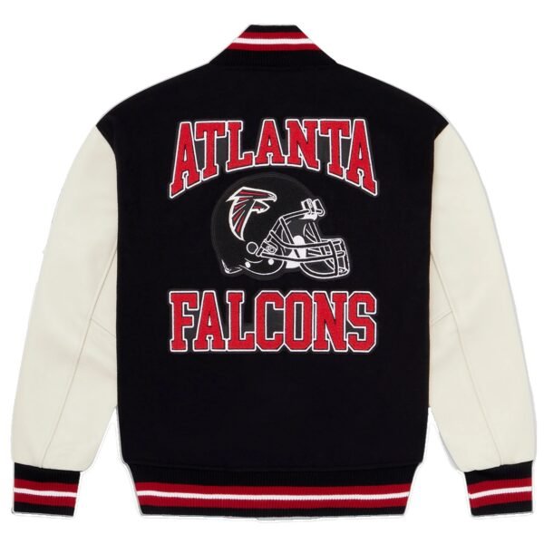 Atlanta Falcons X OVO Wool Leather Varsity Jacket BlackWhite 2