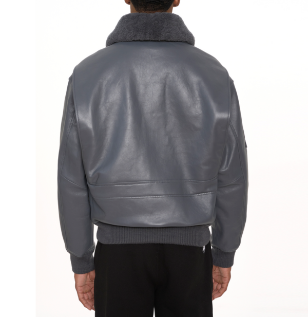 Avirex G 1 Bomber Leather Aviator Jacket Ghost Gray 2