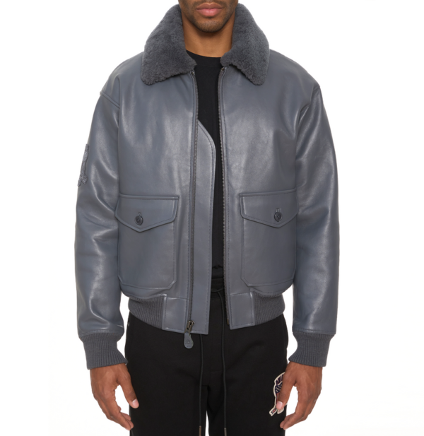 Avirex G 1 Bomber Leather Aviator Jacket Ghost Gray 3