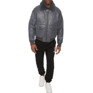 Avirex G 1 Bomber Leather Aviator Jacket Ghost Gray 4