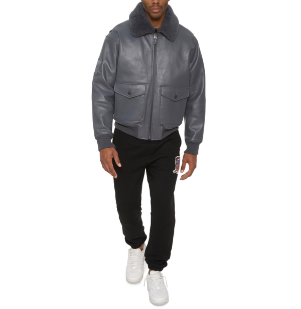 Avirex G 1 Bomber Leather Aviator Jacket Ghost Gray 4