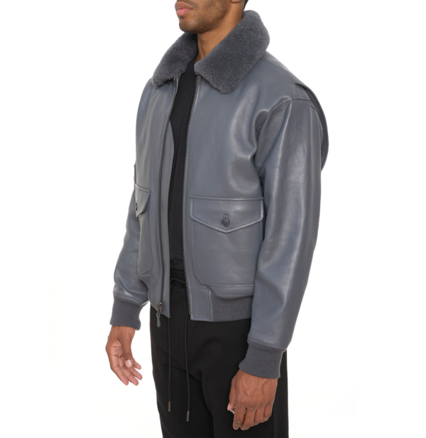 Avirex G 1 Bomber Leather Aviator Jacket Ghost Gray 5