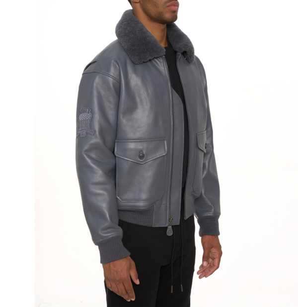 Avirex G 1 Bomber Leather Aviator Jacket Ghost Gray 6