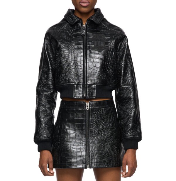 Avirex Limited Edition Cropped Croc Icon Jacket Black Croc 4