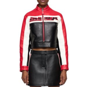 Avirex Womens Cropped Colorblock Moto Jacket 5