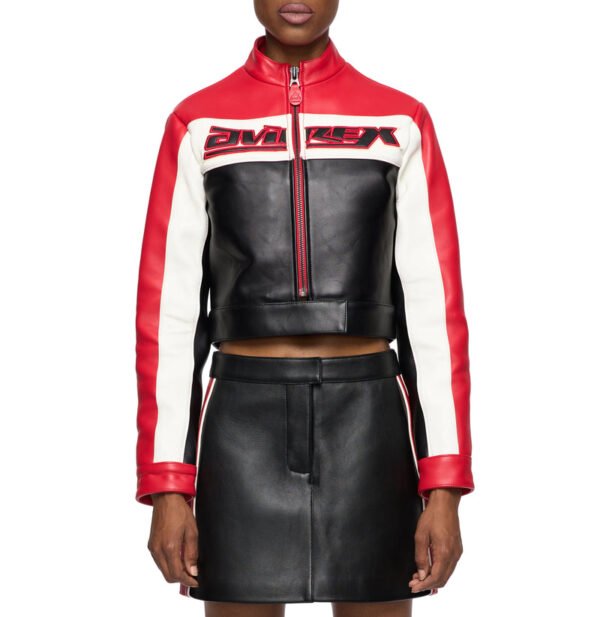 Avirex Womens Cropped Colorblock Moto Jacket 5