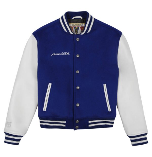 Avirex Wool Leather Varsity Jacket Mazarine Blue 1