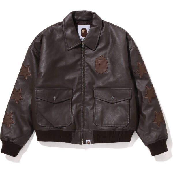 Bape Sta Patched Flight A2 Vintage Brown Bomber Jacket 1