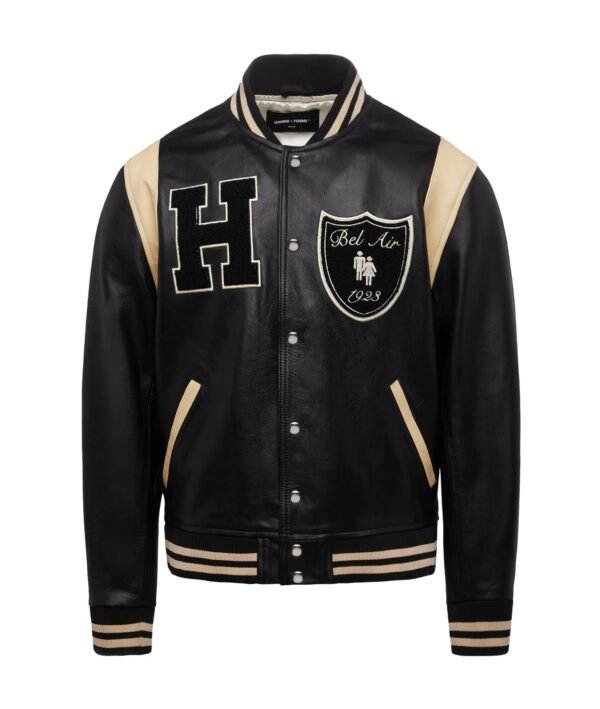 Bel Air Homme Femme Black Bomber Leather Jacket 1