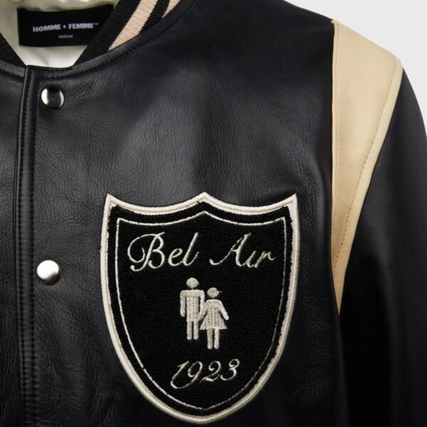 Bel Air Homme Femme Black Bomber Leather Jacket 3