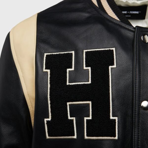 Bel Air Homme Femme Black Bomber Leather Jacket 4