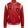 Bel Air Homme Femme Red Bomber Leather Jacket 1