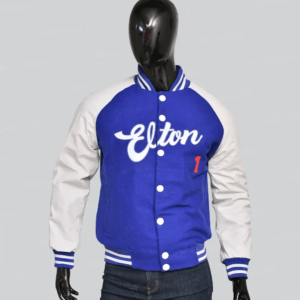 Elton John Wool Leather Blue Varsity Jacket 2