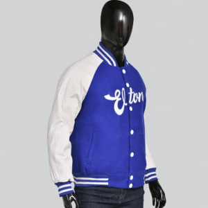 Elton John Wool Leather Blue Varsity Jacket 3