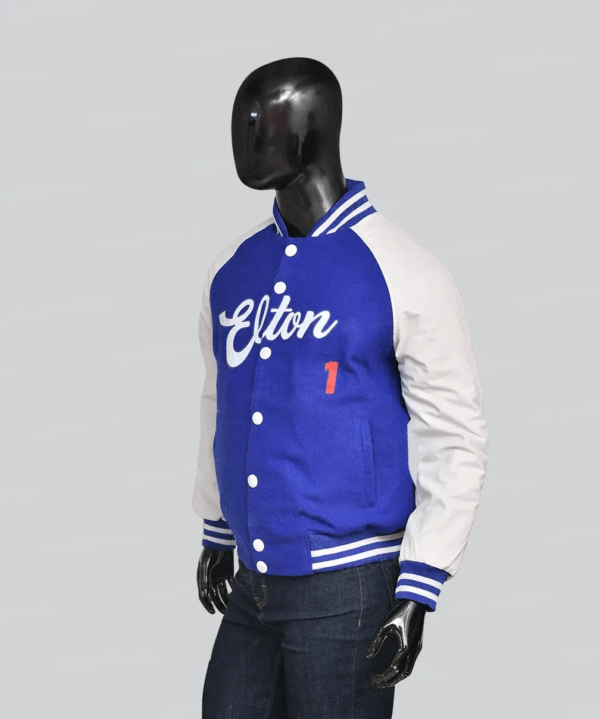 Elton John Wool Leather Blue Varsity Jacket 4