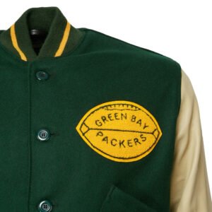 Green Bay Packers 1950 Authentic Dark Green Varsity Jacket 3