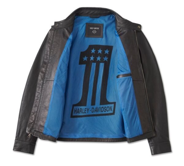 Harley Davidson Mens Blue Steel Convertible Leather Jacket 2
