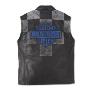 Harley Davidson Mens Blue Steel Convertible Leather Jacket 4