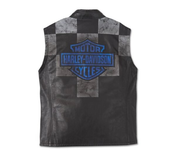 Harley Davidson Mens Blue Steel Convertible Leather Jacket 4