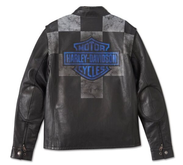 Harley Davidson Mens Blue Steel Convertible Leather Jacket 5