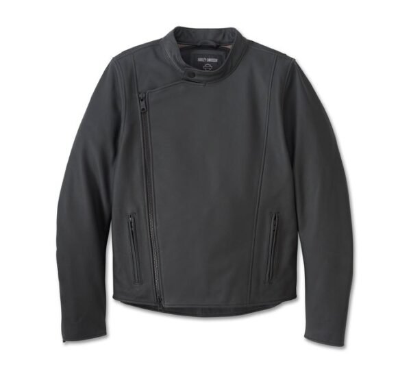 Harley Davidson Mens Citadel Snap tab Leather Jacket Harley Black 1