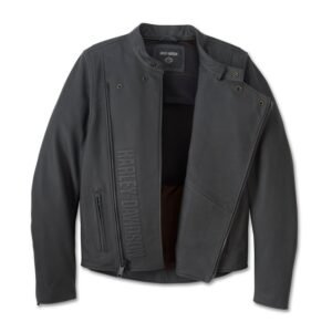 Harley Davidson Mens Citadel Snap tab Leather Jacket Harley Black 2
