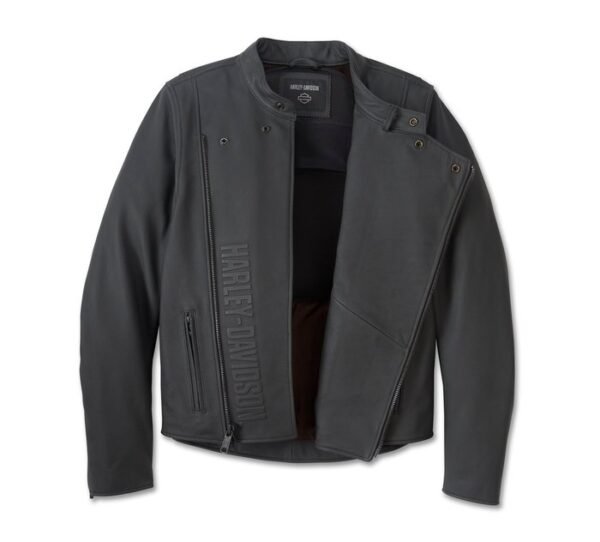 Harley Davidson Mens Citadel Snap tab Leather Jacket Harley Black 2