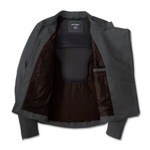 Harley Davidson Mens Citadel Snap tab Leather Jacket Harley Black 3