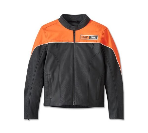 Harley Davidson Mens Depeyster Leather Jacket Harley Orange Harley Black 1