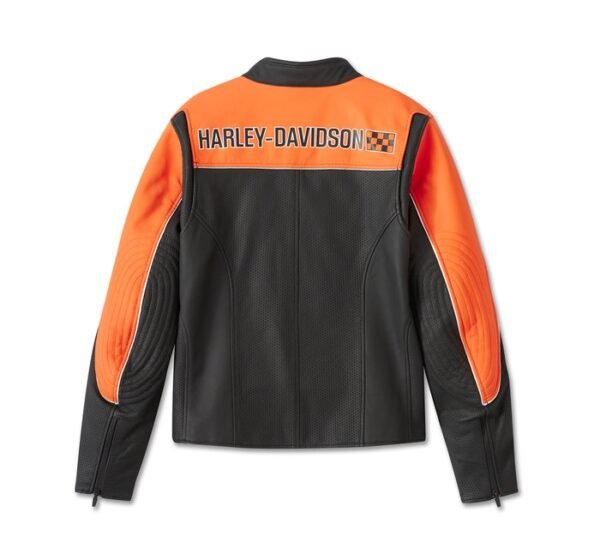 Harley Davidson Mens Depeyster Leather Jacket Harley Orange Harley Black 3