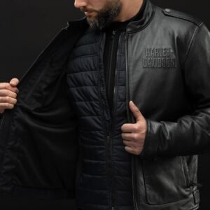 Harley Davidson Mens H D Flex Layering System Captains Leather Jacket Outer Layer 5