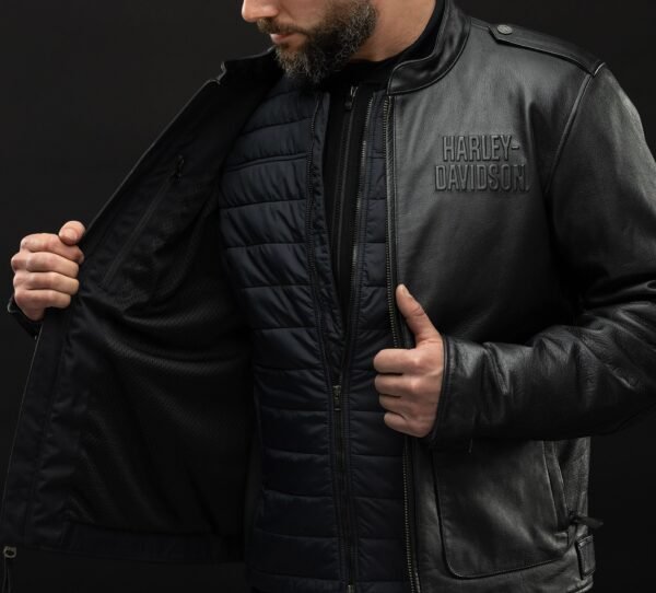 Harley Davidson Mens H D Flex Layering System Captains Leather Jacket Outer Layer 5