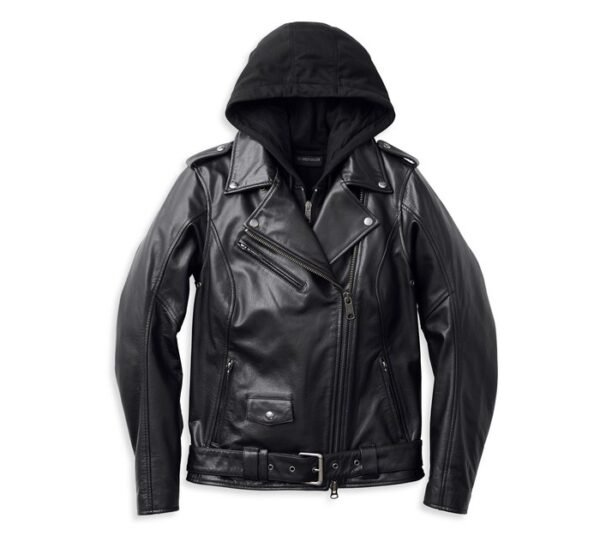 Harley Davidson Womens Potomac 3 in 1 Leather Riding Jacket Black 1