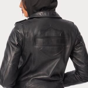 Harley Davidson Womens Potomac 3 in 1 Leather Riding Jacket Black 4 1