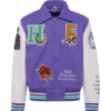 Homme Femme 148 Letterman Purple White Varsity Jacket 1