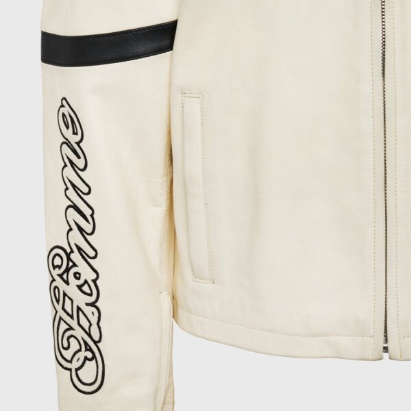 Homme Femme Classic Moto Yellow Leather Jacket 6