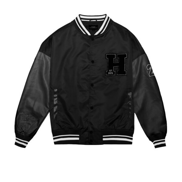Homme Vancouver BlackBlack Varsity Jacket 1