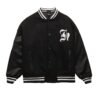 Homme Wool Leather Black Varsity Jacket 1