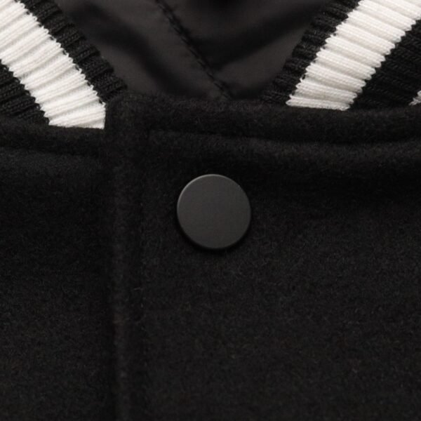 Homme Wool Leather Black Varsity Jacket 5