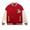 Homme Wool Leather Burgundy Varsity Jacket 1