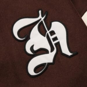 Homme Wool Leather Mocha Varsity Jacket 3