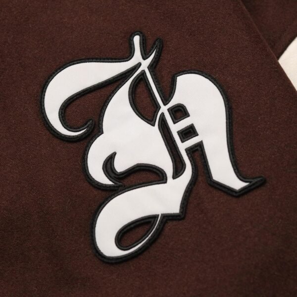Homme Wool Leather Mocha Varsity Jacket 3