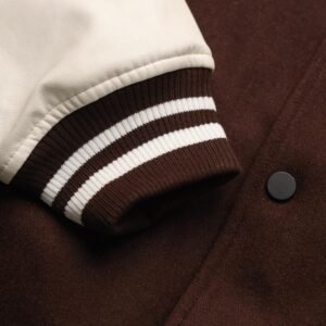 Homme Wool Leather Mocha Varsity Jacket 4