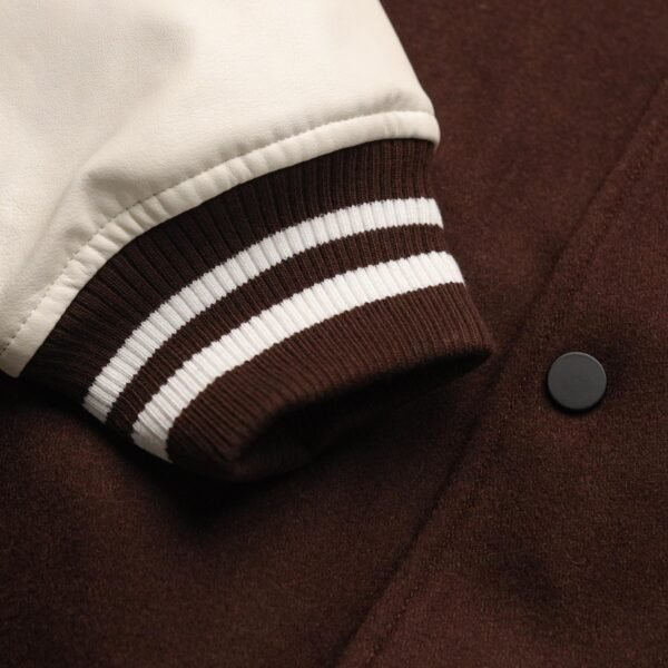 Homme Wool Leather Mocha Varsity Jacket 4