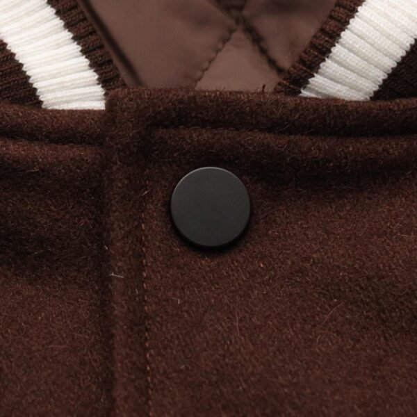 Homme Wool Leather Mocha Varsity Jacket 5
