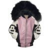 Kids 8 Ball Bomber Leather Jacket – Blush Pink 1