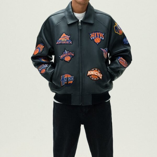 Kith AVIREX for the New York Knicks Black Icon Jacket 2