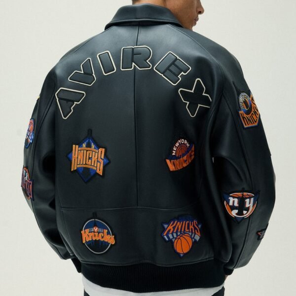 Kith AVIREX for the New York Knicks Black Icon Jacket 3